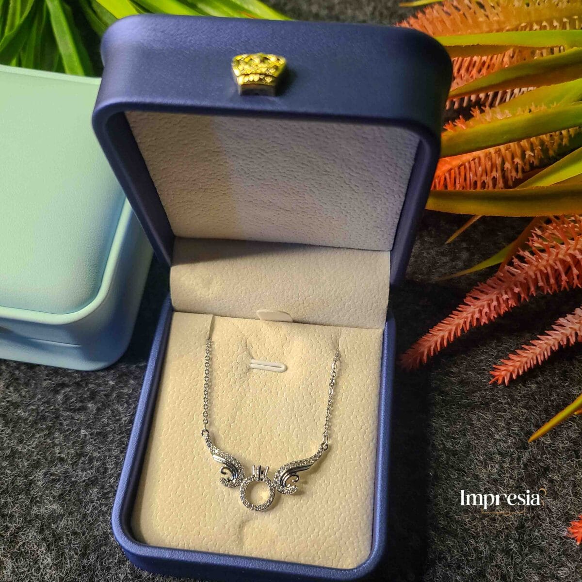 Winged Crystal Circle Necklace