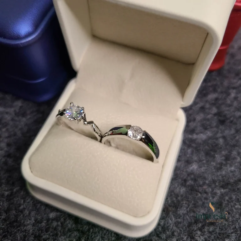 Premium Silver Couple Rings Set