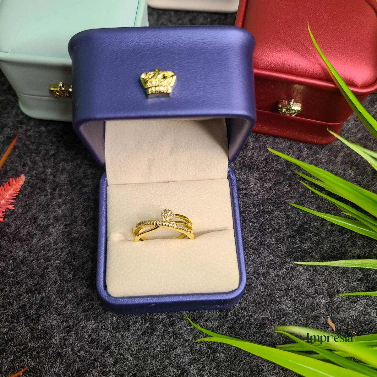 Premium Gold Ring with Crystal Stone