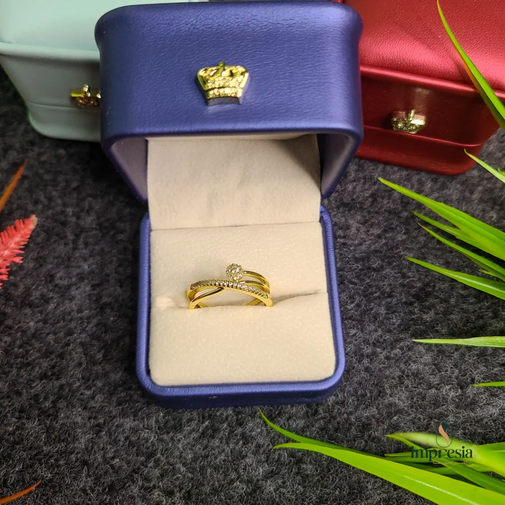 Premium Gold Ring with Crystal Stone