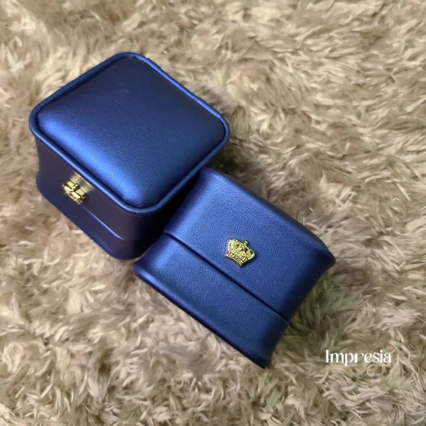 Blue Leather Ring Box – Single & Couple | Impresia