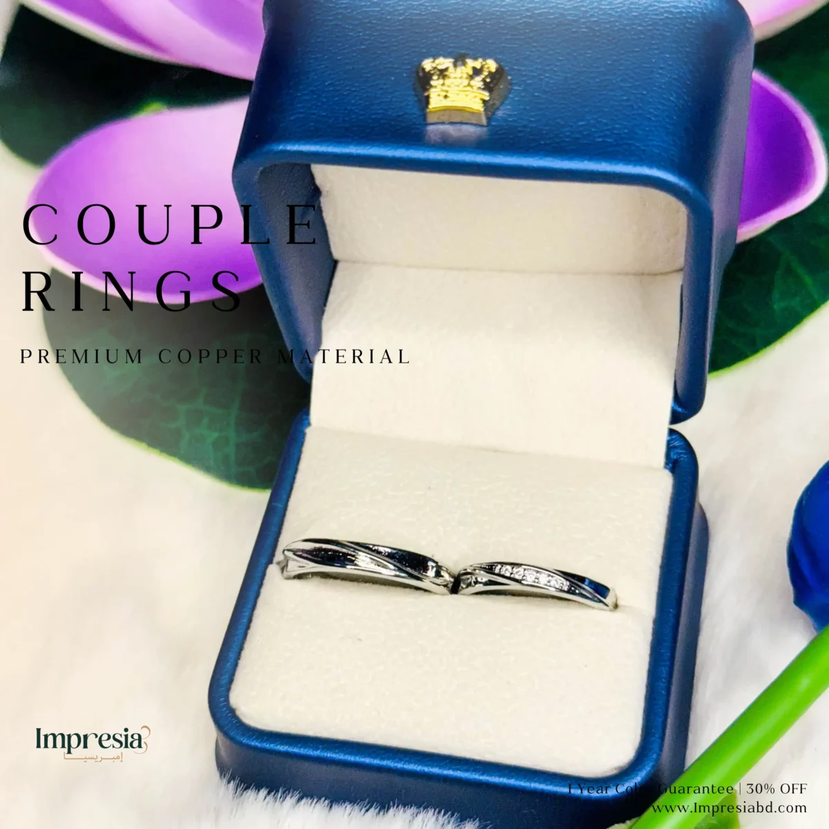 Silver Couple Rings with Crystal