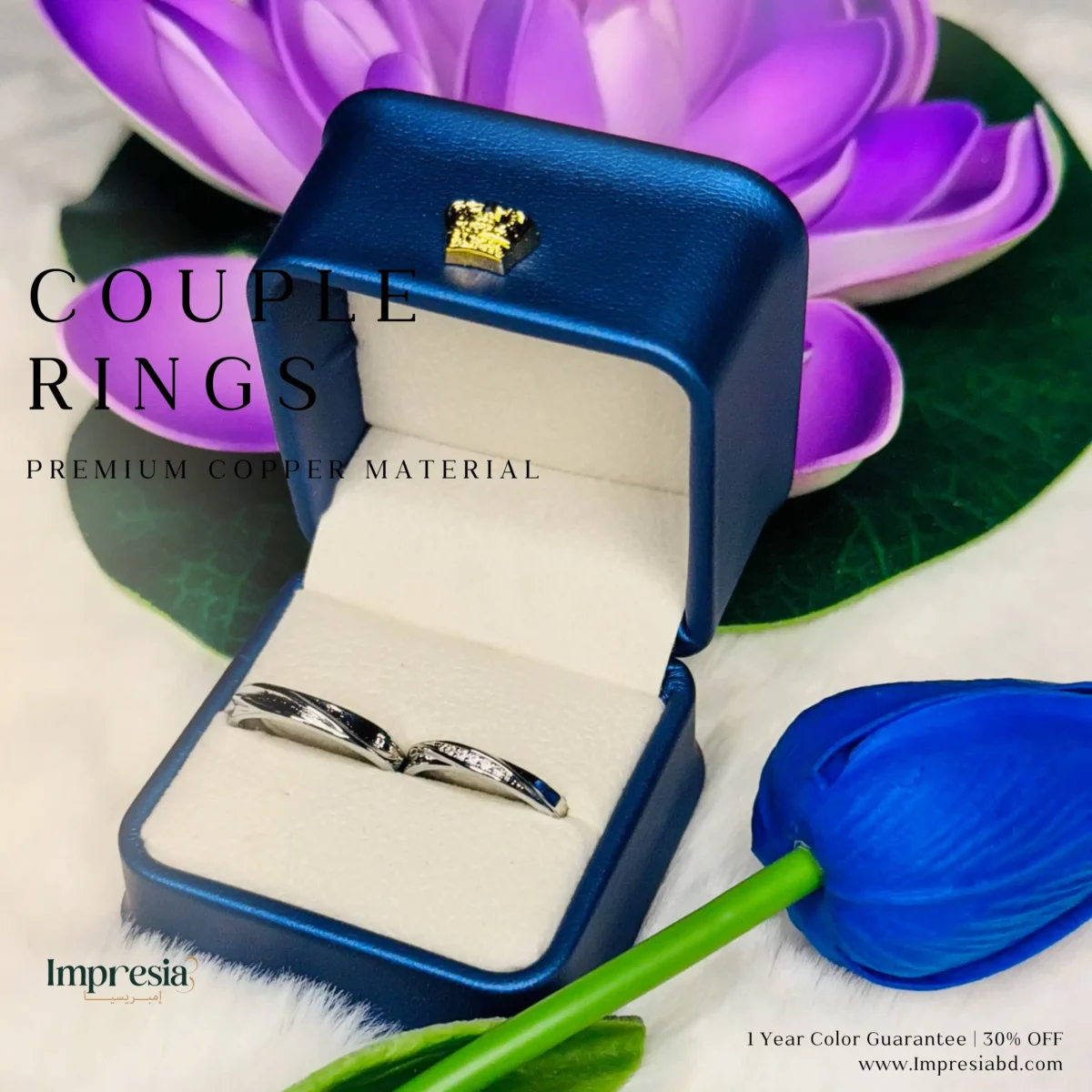 Silver Couple Rings with Crystal
