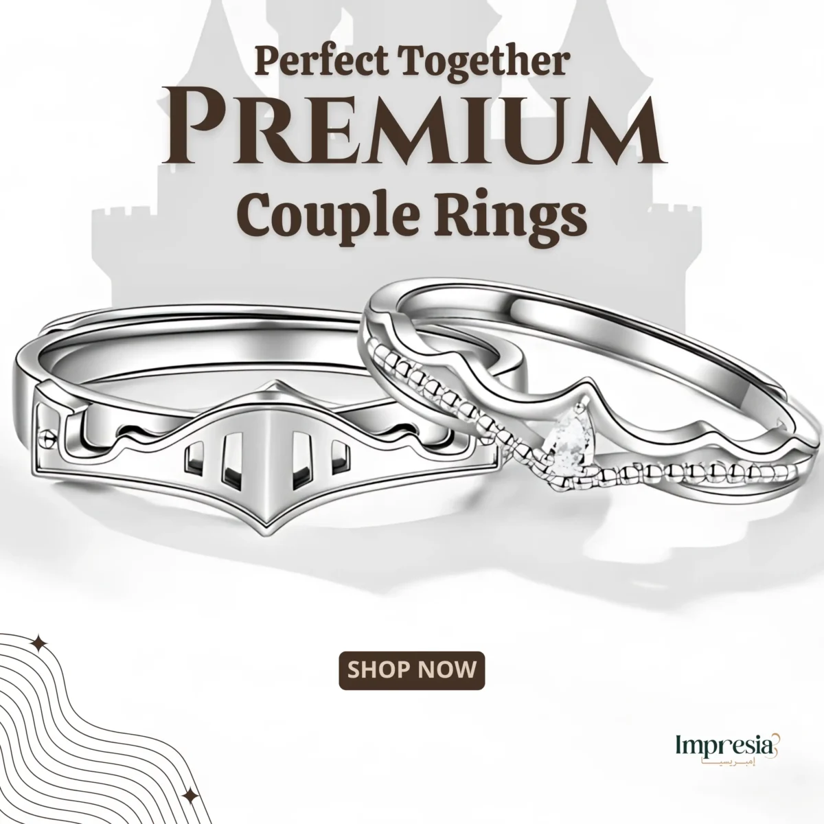 Silver Couple Ring Set