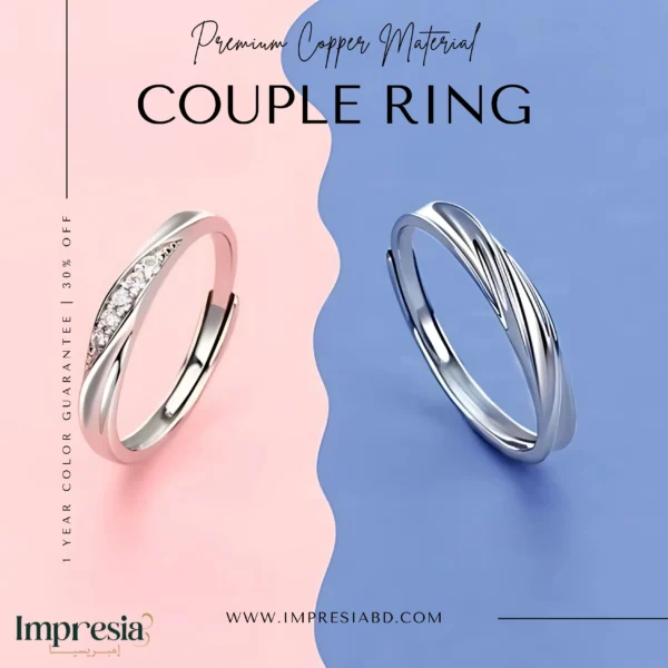 Silver Couple Rings with Crystal