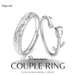 Square Stone Silver Couple Rings