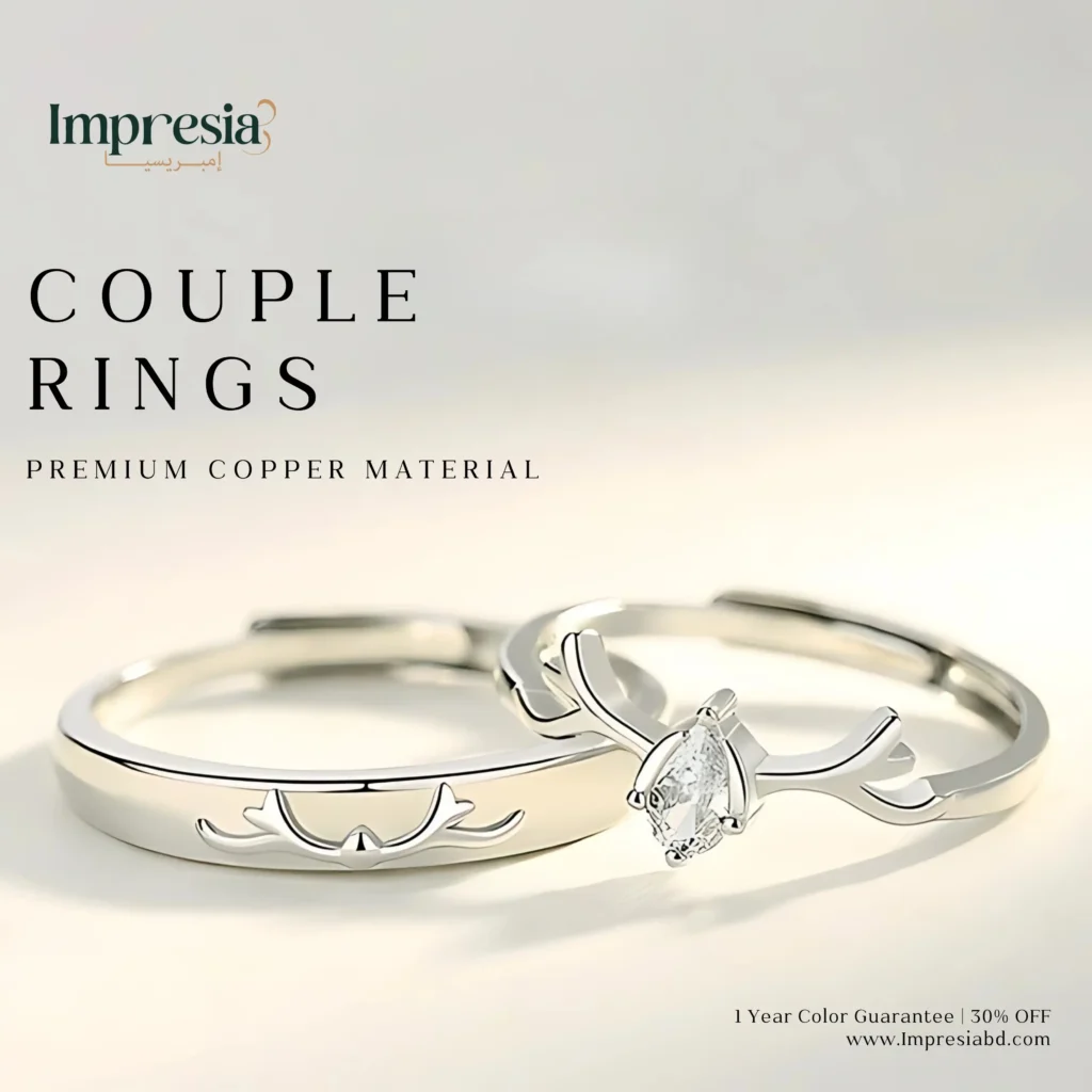 Silver Couple Rings with Stone