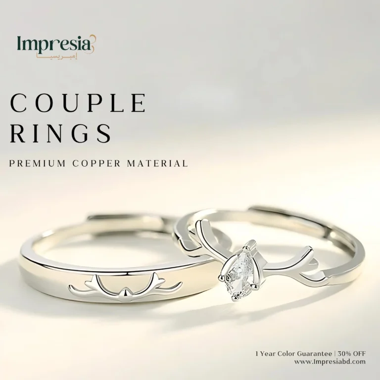 Silver Couple Rings with Stone