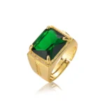 Men’s Retro Style Square Ethnic Ring – Gold Plated Open Finger Ring - Image 3