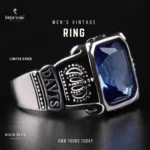 Artistic Vintage Adjustable Copper Ring with Blue Gemstone | Impresia - Image 3